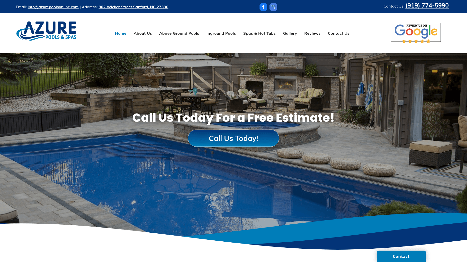 Azure Pools — live website screenshot